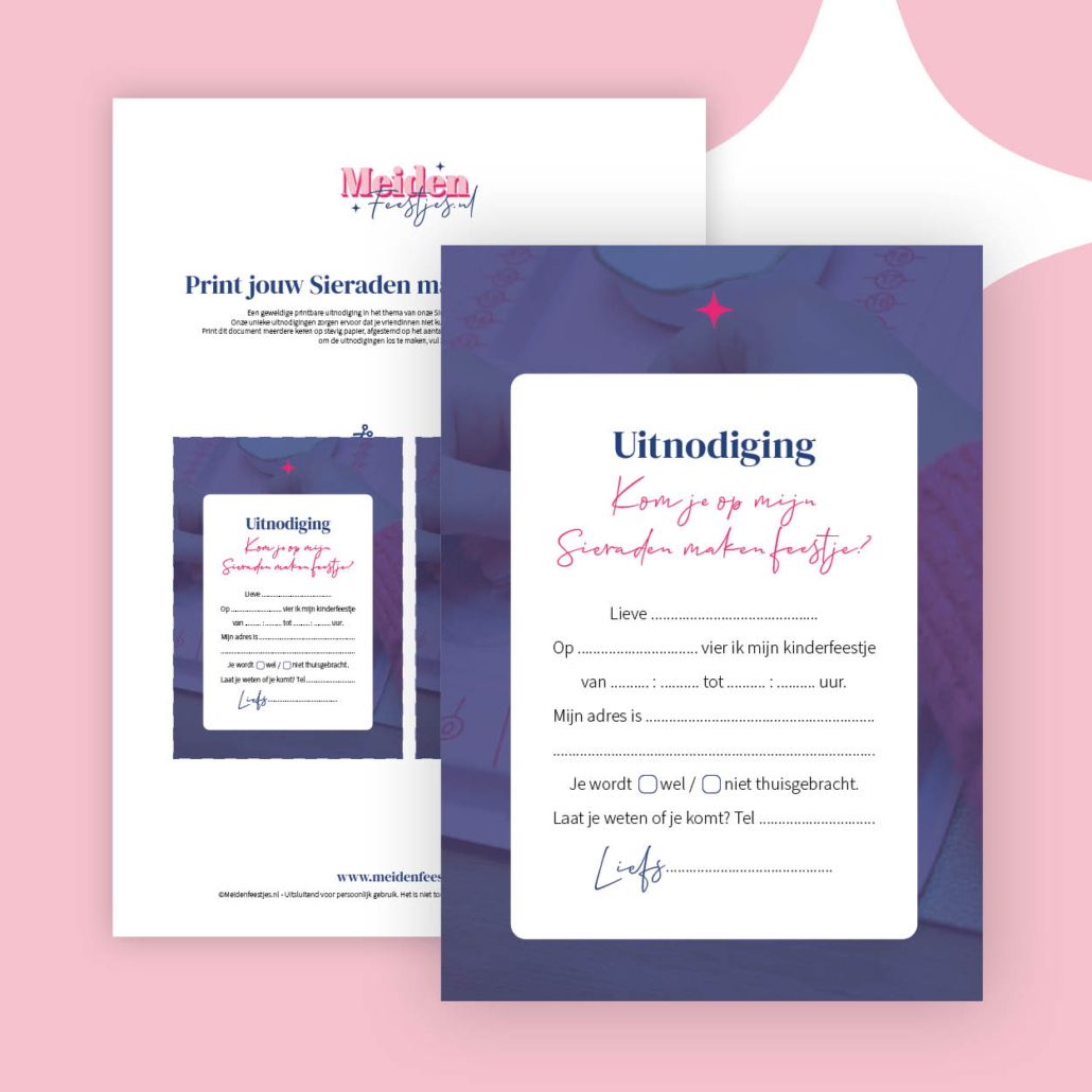 Uitnodigingen Sieraden maken themakist kinderfeestje