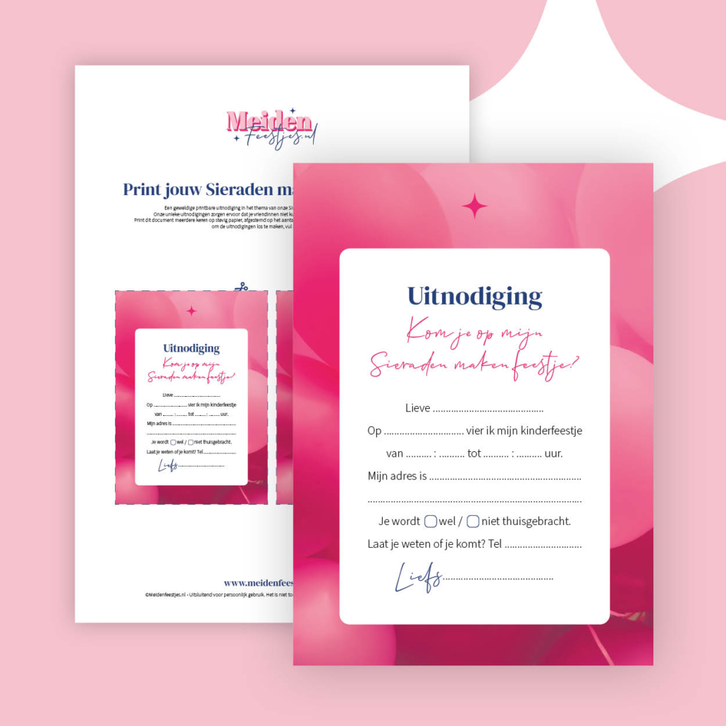 Uitnodigingen Sieraden maken themakist kinderfeestje