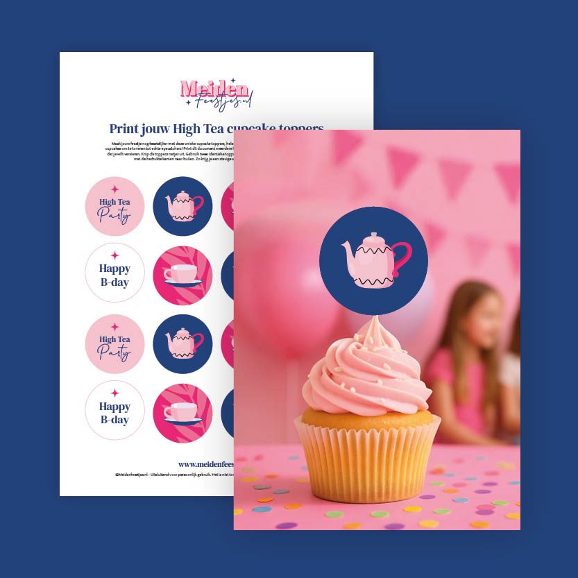 Pintbare cupcake toppers - Gratis - High Tea kinderfeestje