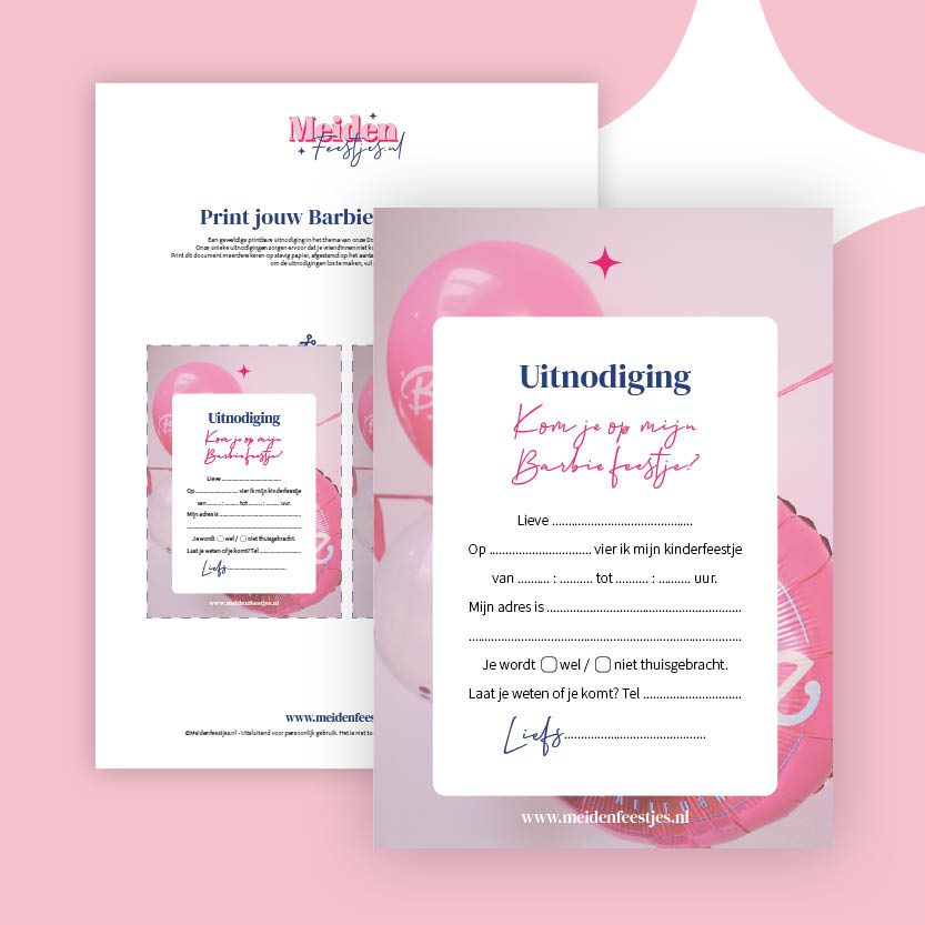 Kinderfeestje gratis printbare uitnodigingen barbie thema