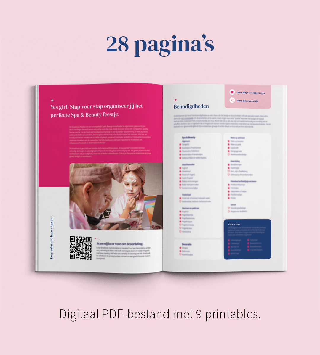 Digitaal Draaiboek voor kinderfeestje met thema Spa & Beauty
